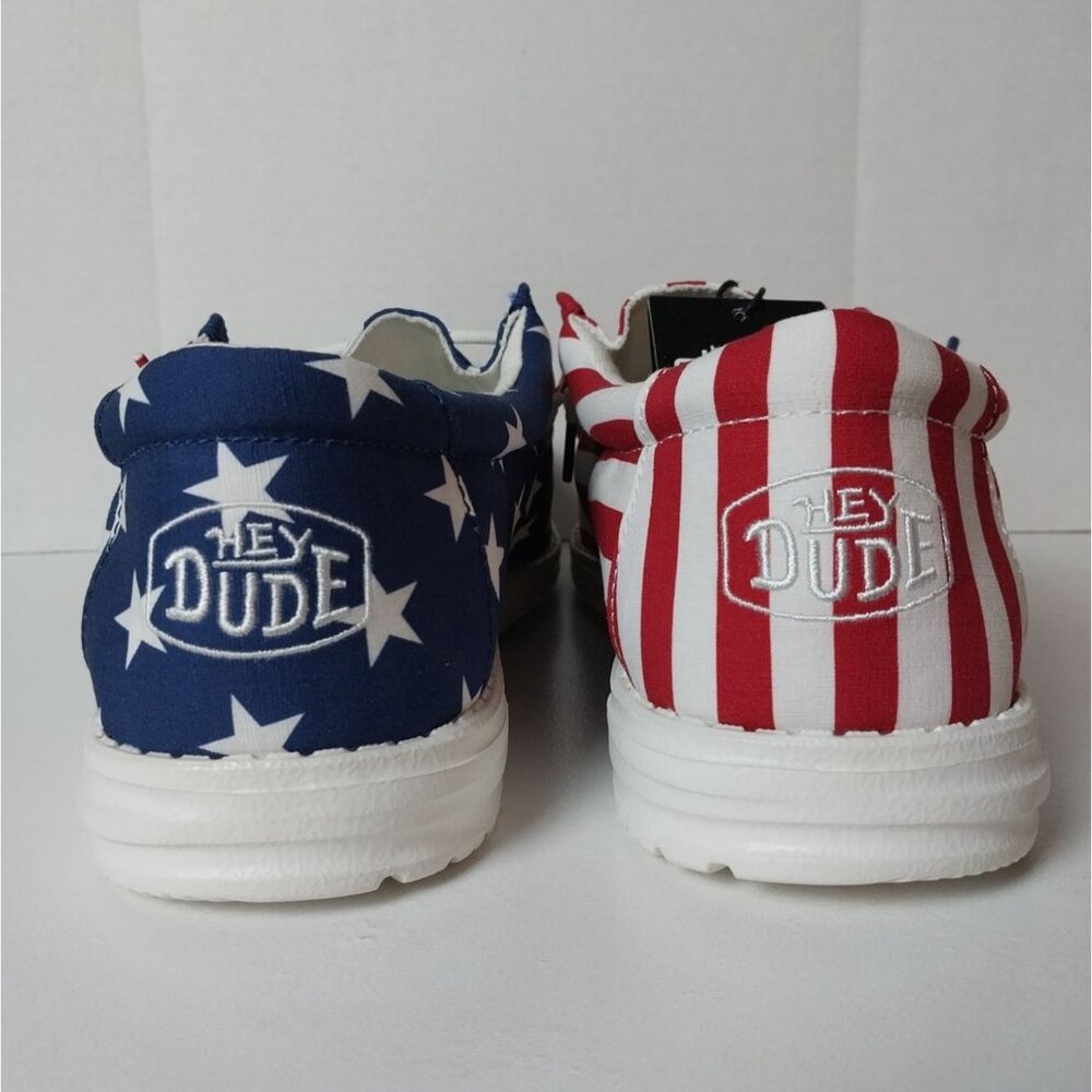 NWT Hey Dude Wally Patriotic American Flag Red Blue Men's Sz 11 - Picture 5 of 11